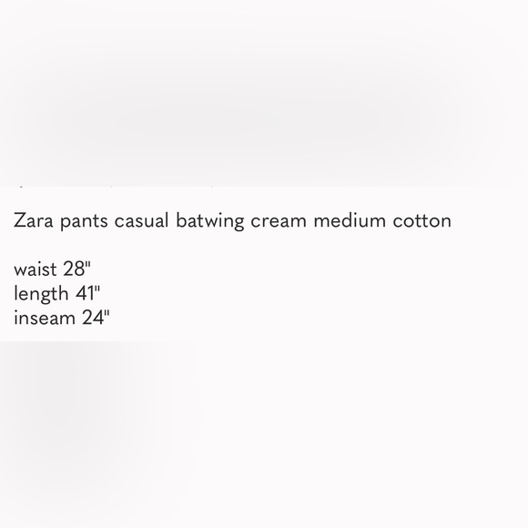 Zara pants casual batwing cream medium cotton - Picture 7 of 7